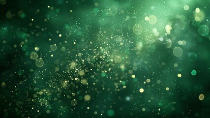 dark green abstract background with a bokeh circle and shiny stars. new year, birthday, holidays cel