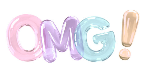 Sticker - Omg word png clear bubbles offset font, transparent background