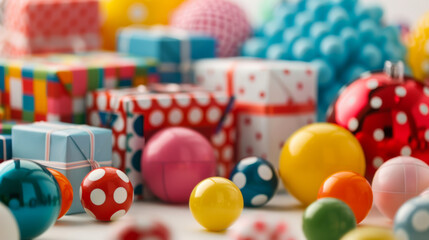 '' closeup of a bingo prize table with various gifts and colorful items isolated on a white background 