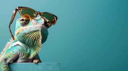 chameleon wearing glasses