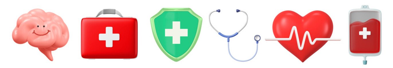 Simple 3d medical icon set