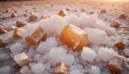 High detail orange and white salt crystals background