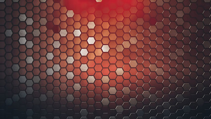 Hexagonal abstract metal background with light