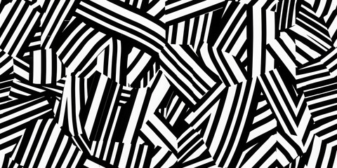 Wall Mural - an image with an optical illusion, where black and white stripes are diagonally