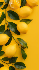 Wall Mural - Lemons on yellow background