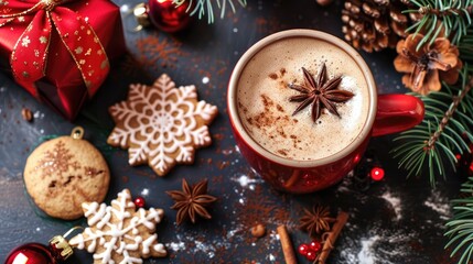 Canvas Print - Christmas spirited coffee with treats New Year cheer