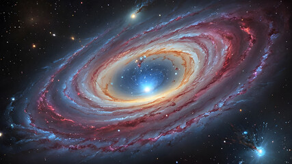 Wall Mural - view from space to a spiral galaxy and stars. universe filled with stars, nebula and galaxy.