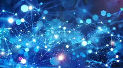 Wall Mural - abstract technology network background featuring interconnected nodes and digital lines on a dark bl