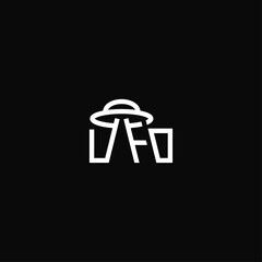 Sticker - UFO letter typographic logo design.