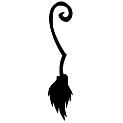 Wall Mural - Silhouette of a witch's broom. Collection of broomstick from a tree for Halloween. Equipment tool for cleaning spiderweb. Vector illustration of scary accessory items.