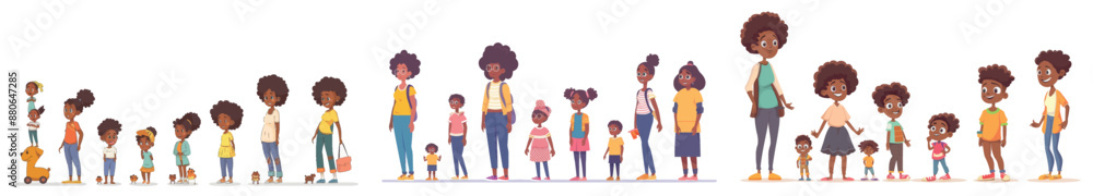 African woman life cycle stages from toddler to senior. Human life ...