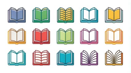 Wall Mural - Book icons set, logo isolated on white background, vector illustration.