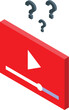 © ylivdesign - Red video player with a progress bar is showing, several question marks are floating above, symbolizing uncertainty in online learning