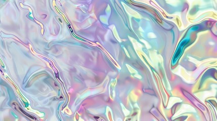 Wall Mural - seamless trendy iridescent rainbow foil texture. soft holographic pastel unicorn marble background p