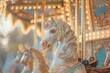 © Elmira - A close-up of a painted carousel horse, enhanced with pastel colors, standing in front of twinkling lights and a blurred background