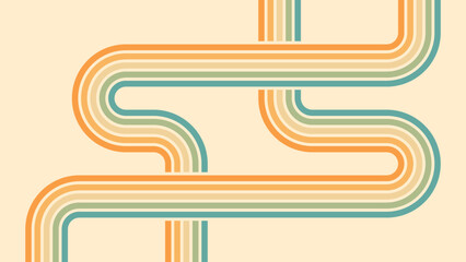 Wall Mural - abstract background of rainbow groovy wavy line design in 1970s hippie retro style. vector pattern r