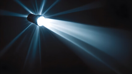 Wall Mural - flashlight and beam of light on a dark background. generative ai