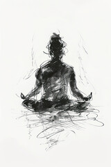 Wall Mural - A black and white sketch of a yogi