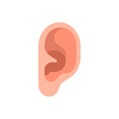 Human ear isolated. Body part symbol