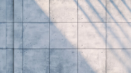Wall Mural - modern industrial concrete wall with grid pattern and soft sunlight shadows, perfect for architectur