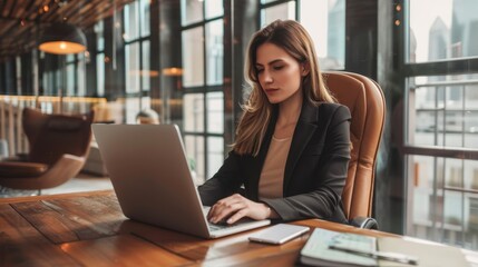 Wall Mural - The woman at office desk