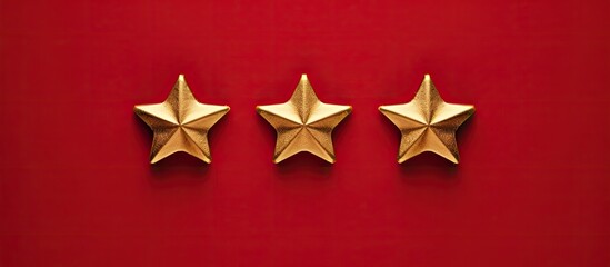 Poster - Three golden stars against a red backdrop symbolizing a feedback concept for reviews Adding copy space image