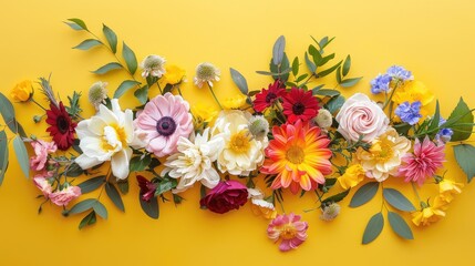 Sticker - Floral arrangement on yellow surface