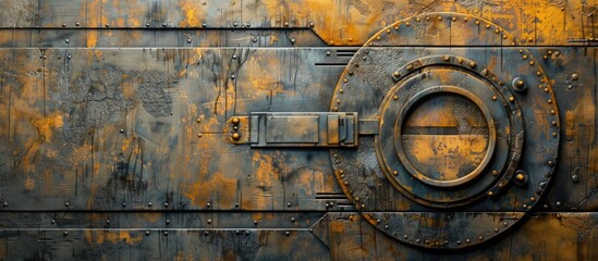 Fototapete - Background featuring abstract industrial elements like metal and cement with space for adding images. copy space available