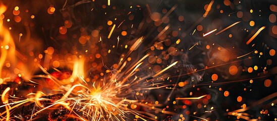 Aufkleber - Bengal fire on a black background perfect for Christmas celebrations with copy space image