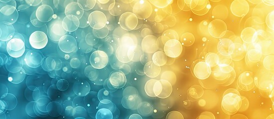 Aufkleber - Beautiful bokeh effect over a blue and yellow gradient background perfect for copy space image