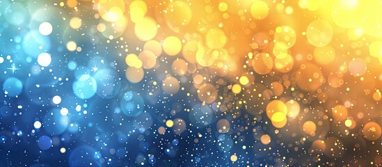 Aufkleber - Beautiful bokeh effect over a blue and yellow gradient background perfect for copy space image