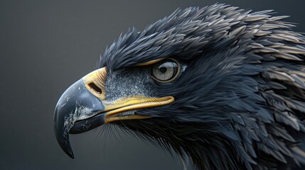 Canvas Print - Close up of a black eagle with empty area