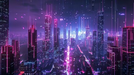 abstract digital city background technology and innovation concept 3d rendering