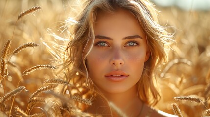 Canvas Print - Blonde Woman in a Wheat Field