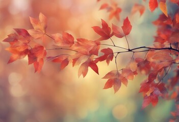 Wall Mural - ai treebranch abstract season generative change watercolor autumn minimal foliage leaf banner gradient greeting twigs twig background colorful berries