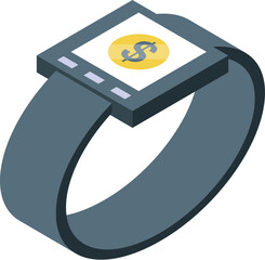 Canvas Print - Smartwatch is displaying a dollar sign, representing the growing trend of mobile banking and contactless payments