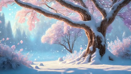 Wall Mural - winter landscape with trees