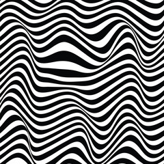 Aufkleber - black and white wave design. optical effect mobius wave stripe movement. optical illusion effect