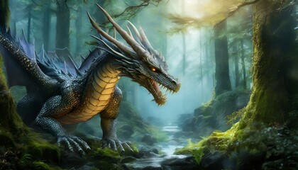 Wall Mural - dragon in the night