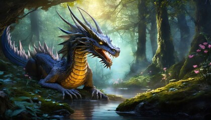 Wall Mural - dragon in the night