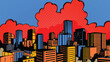 © Abrar Tabish - Comic book cartoon style city background. Comic cartoon style big city background,