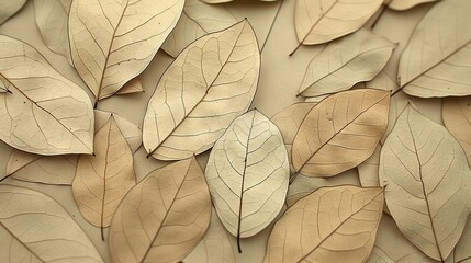 Wall Mural -   A close-up photo captures a cluster of leaves against a wall, with a clock positioned centrally