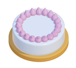 3D cake with pink cream on top.