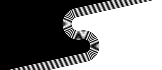 Leinwandbilder - Abstract background with lines. Day and night concept. Striped vector background with black parallel lines. Letter S concept.