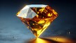 © worker 404 - abstract shiny bright big transparent yellow diamond gemstone in an abstract dark fantasy background