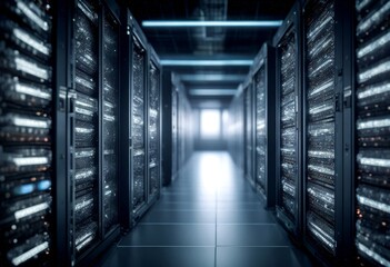 blade rows rendering 3d center server image data system datum rack network cloud computing cyberspace hardware infrastructure