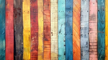 Wall Mural - Vibrant wooden backdrop