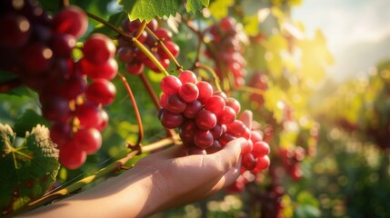 Poster - A person holding a bunch of red grapes