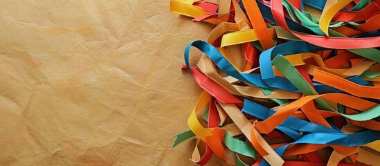 Poster - Transforming decorated paper into thin strips for crafting purposes creating a lovely design with copy space image