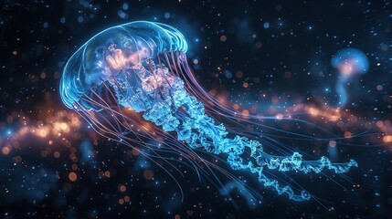 Wall Mural - Glowing Jellyfish in the Deep